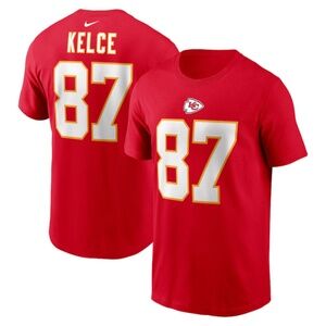 Men's Kansas City Chiefs Travis Kelce Nike Red Player Name & Number T-Shirt